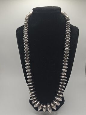 Silver Navajo Pearl Saucer Beaded Necklace